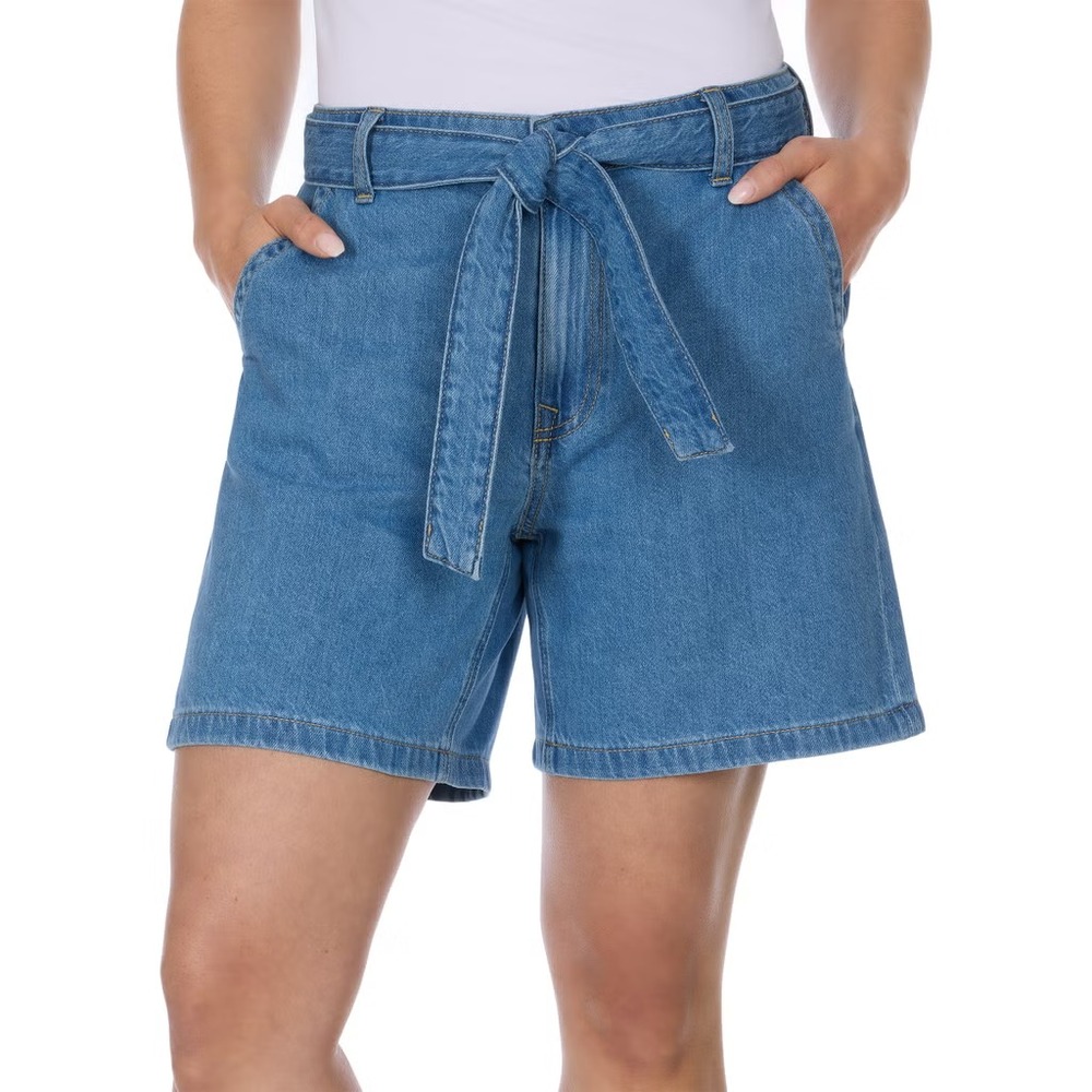 Tommy Hilfiger Womens Denim Tie Waist Shorts Blue Size 6 1968103
